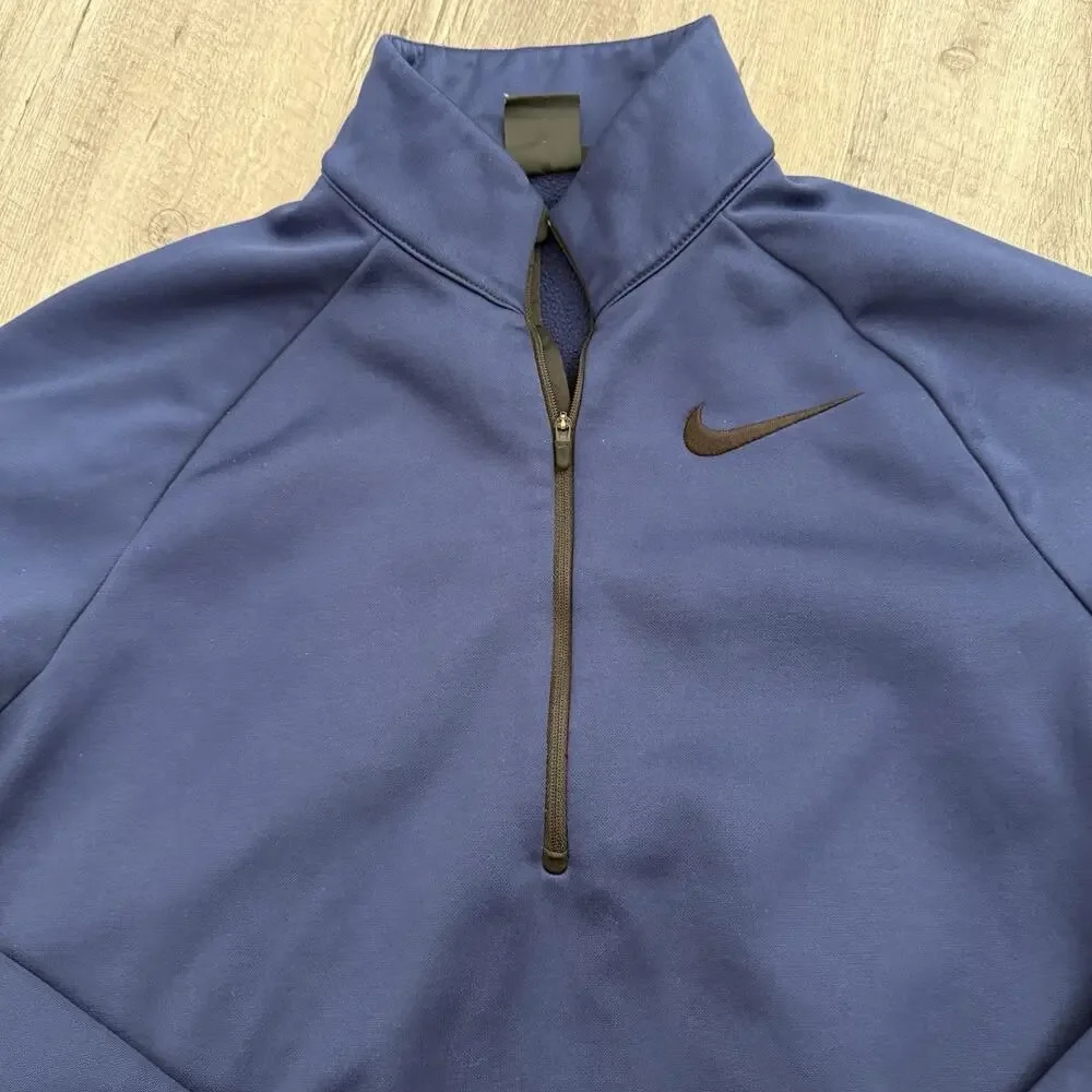 NIKE Dri-Fit 1/4 Zip Pullover Mens Small Blue Therma Fleece AQ5253-429